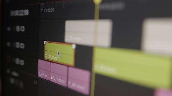 Closeup video editing on a computer TD